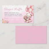 Boho Floral teddybeer Luier Raffle Baby shower Informatiekaartje (Voorkant / Achterkant)
