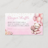Boho Floral teddybeer Luier Raffle Baby shower Informatiekaartje (Voorkant)