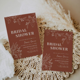Boho Floral Terracotta Bridal Shower Kaart