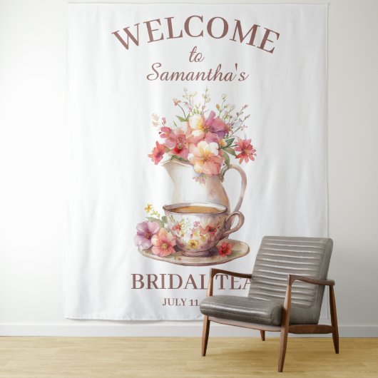Boho Floral Terracotta Bridal Shower Tea Wandkleed (In situ)