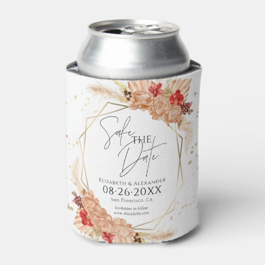 Boho Floral | Terracotta Bruiloft Save The Date Blikjeskoeler (Blikje Voorkant)