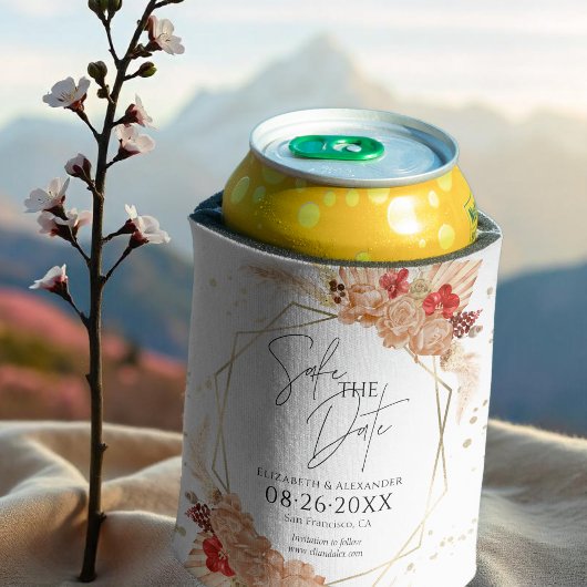 Boho Floral | Terracotta Bruiloft Save The Date Blikjeskoeler