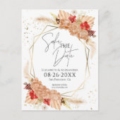 Boho Floral | Terracotta Bruiloft Save The Date Briefkaart (Voorkant)