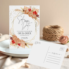 Boho Floral | Terracotta Bruiloft Save The Date Briefkaart