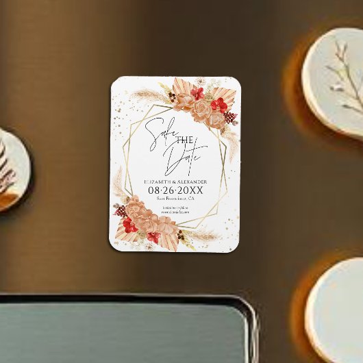 Boho Floral | Terracotta Bruiloft Save The Date Magneet
