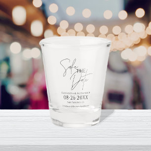 Boho Floral Terracotta Bruiloft Save The Date Shot Glas