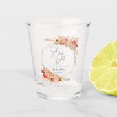 Boho Floral | Terracotta Bruiloft Save The Date Shot Glas (Voorkant)