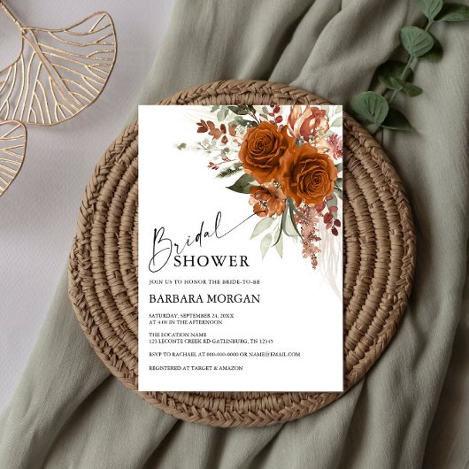 Boho Floral Terracotta Burnt Sinaasappel Vrijgezel Kaart