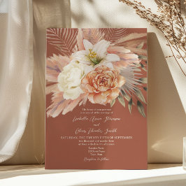 Boho Floral Terracotta Fall Wedding Kaart
