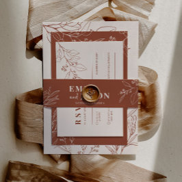 Boho Floral Terracotta Invitation Belly Band Uitnodigingen Wikkel