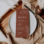 Boho Floral Terracotta Menu<br><div class="desc">Dit menu wordt gekarakteriseerd door boho stijl, bloemig kunstwerk, terracotta, en beige kleuren, met een mengeling van verschillende doopvontstijlen, vaak in verschillende grootte, om een unieke, eclectische blik te creëer die deze menu's tot een natuurlijke esthesie maakt.</div>