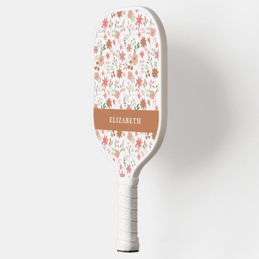 Boho Floral Terracotta Modern Personalized Pickleball Paddle (Links)