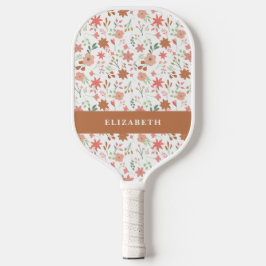 Boho Floral Terracotta Modern Personalized Pickleball Paddle