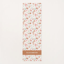 Boho Floral Terracotta Modern Personalized Yogamat