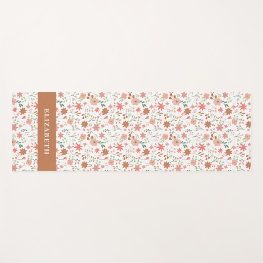 Boho Floral Terracotta Modern Personalized Yogamat (Voorkant (horizontaal))
