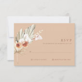 Boho Floral Terracotta Monogram Wedding RSVP Kaart (Voorkant)