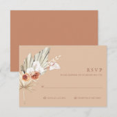 Boho Floral Terracotta Monogram Wedding RSVP Kaart (Voorkant / Achterkant)