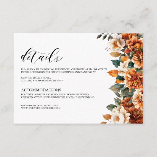 Boho Floral Terracotta Waterverf bruiloft Informatiekaartje (Voorkant)