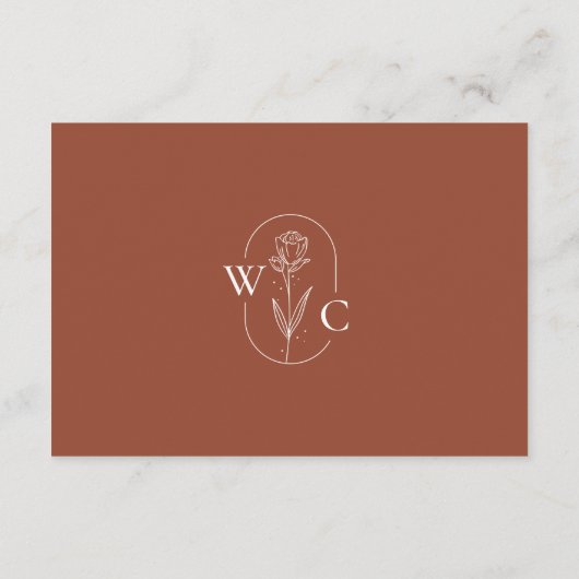 Boho Floral Terracotta Waterverf bruiloft Informatiekaartje (Achterkant)