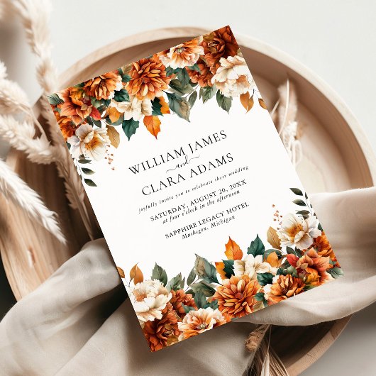 Boho Floral Terracotta Waterverf bruiloft Kaart