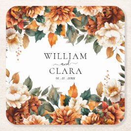 Boho Floral Terracotta Waterverf bruiloft Kartonnen Onderzetters