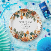 Boho Floral Terracotta Waterverf bruiloft Papieren Bordje (Feest)