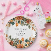 Boho Floral Terracotta Waterverf bruiloft Papieren Bordje (Feest)