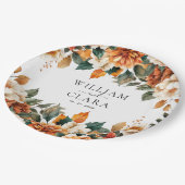 Boho Floral Terracotta Waterverf bruiloft Papieren Bordje (Gekanteld)