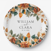 Boho Floral Terracotta Waterverf bruiloft Papieren Bordje (Voorkant)