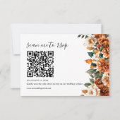 Boho Floral Terracotta Waterverf bruiloft QR-code RSVP Kaartje (Voorkant)