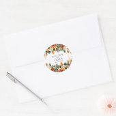 Boho Floral Terracotta Waterverf bruiloft Ronde Sticker (Envelop)