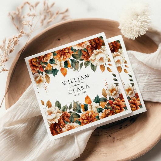 Boho Floral Terracotta Waterverf bruiloft Servet