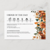 Boho Floral Terracotta Waterverf bruiloft tijdlijn Informatiekaartje (Voorkant)