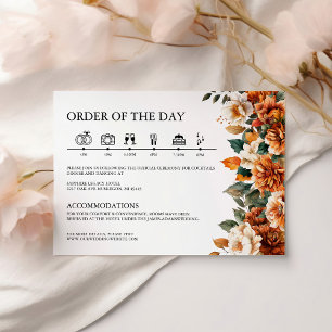 Boho Floral Terracotta Waterverf bruiloft tijdlijn Informatiekaartje