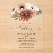 Boho Floral Terracotta Wedding Acryl Uitnodigingen (Voorkant)
