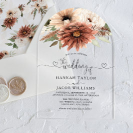 Boho Floral Terracotta Wedding Acryl Uitnodigingen