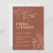 Boho Floral Terracotta Wedding Invitation Kaart (Voorkant)