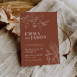 Boho Floral Terracotta Wedding Invitation Kaart<br><div class="desc">De uitnodigingen van de bruiloft worden gekenmerkt door boho stijl,  floreel kunstwerk,  neutrale aardse,  en beige kleuren,  met een mengeling van verschillende doopvontstijlen,  vaak in verschillende grootte,  aan creëer een unieke,  eclectische blik die deze uitnodigingen tot natuurlijk esthetisch maakt.</div>