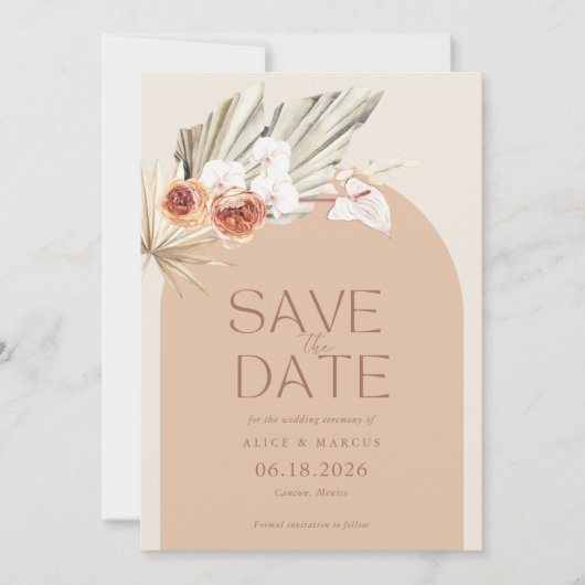 Boho Floral Terracotta Wedding Save the Date (Voorkant)