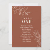 Boho Floral Terracotta Wedding Seating Charts Kaar Kaart (Voorkant)