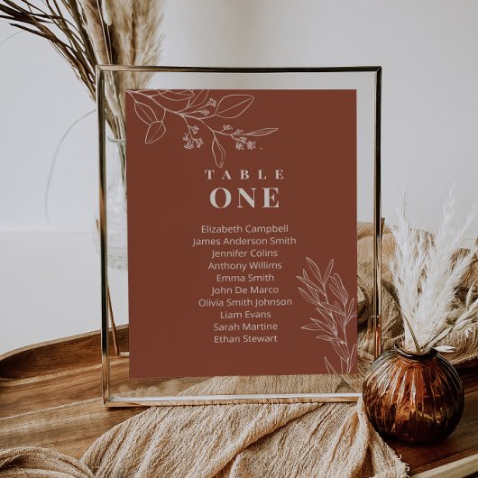 Boho Floral Terracotta Wedding Seating Charts Kaar Kaart