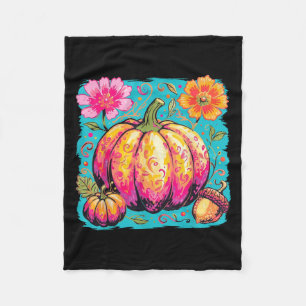 Boho Floral Thanksgiving Pompoen Seizoen Herfst Vi Fleece Deken