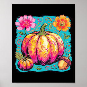 Boho Floral Thanksgiving Pompoen Seizoen Herfst Vi Poster