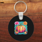 Boho Floral Thanksgiving Pompoen Seizoen Herfst Vi Sleutelhanger (Voorkant)
