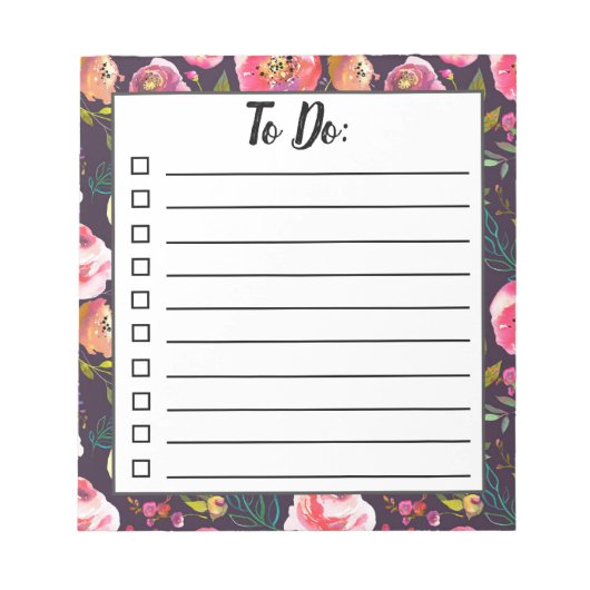 Boho Floral to do list, dagelijkse taakplanner Notitieblok (Voorkant)