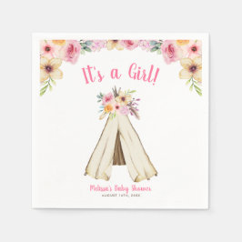 Boho Floral Tribal Teepee Girl Baby shower Servet