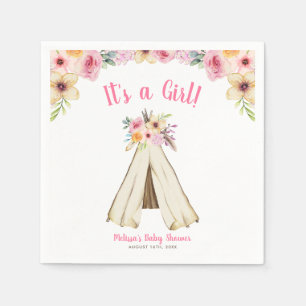 Boho Floral Tribal Teepee Girl Baby shower Servet
