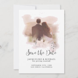 BOHO Floral Tropical Modern Script Palm Foto Save The Date