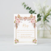 Boho Floral Tropisch Goud Script RSVP bruiloft Briefkaart (Staand voorkant)