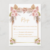 Boho Floral Tropisch Goud Script RSVP bruiloft Briefkaart (Voorkant)